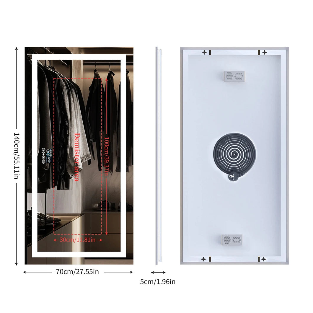 Borwart Led Vanity Mirror With Bluetooth Digital Display