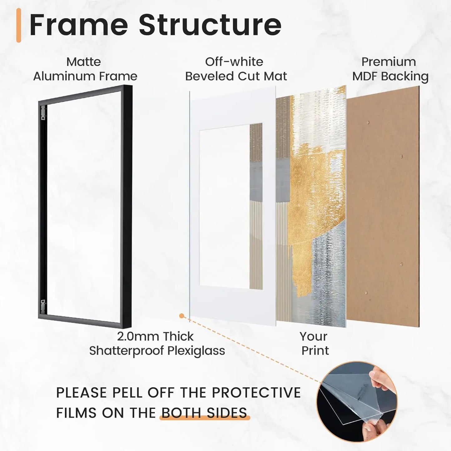 Aluminum Modern Photo Frame Set Three Frames For Wall Art