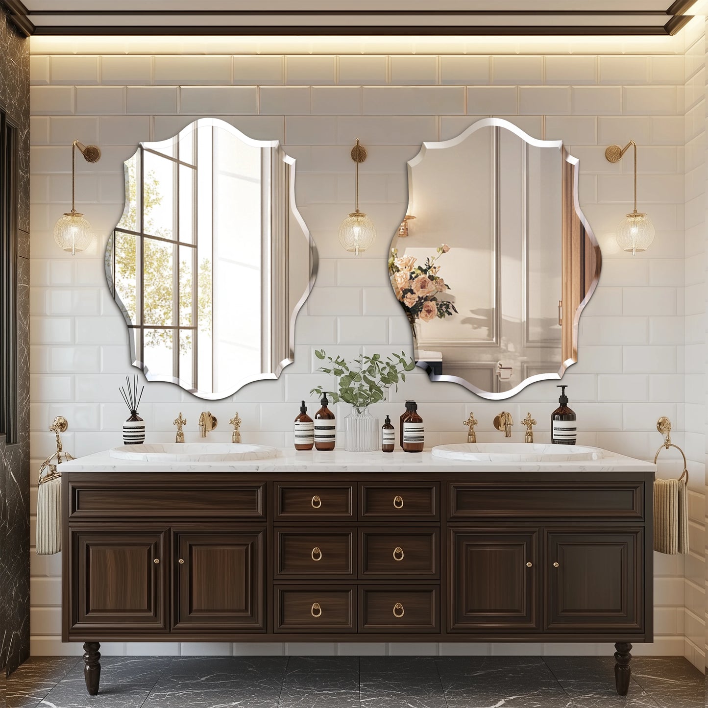 Wisfor Frameless Wall Mirror With Beveled Edge Polished