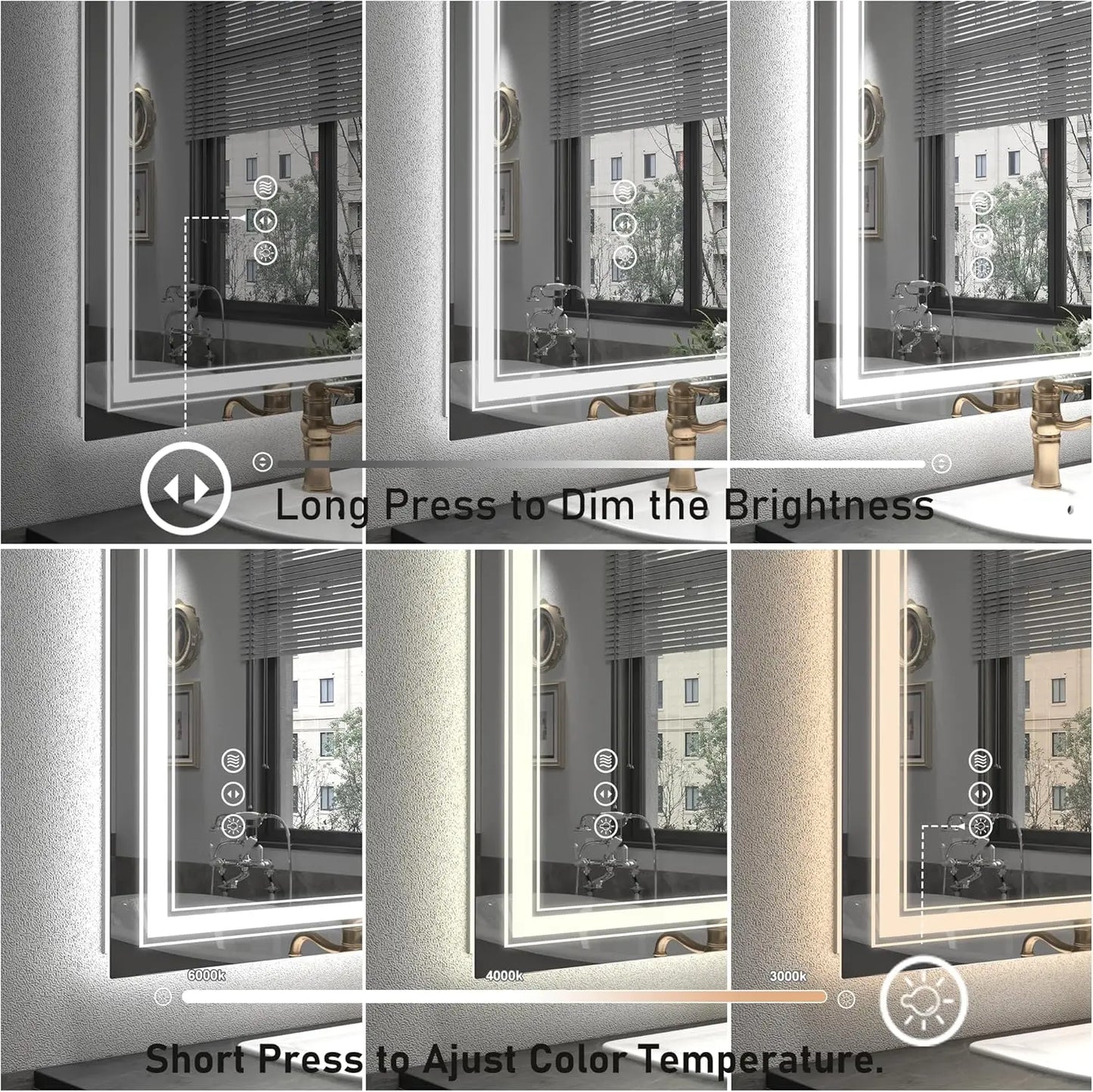Sh.Kl LED Bathroom Mirror Dimmable Front And Back Lighting