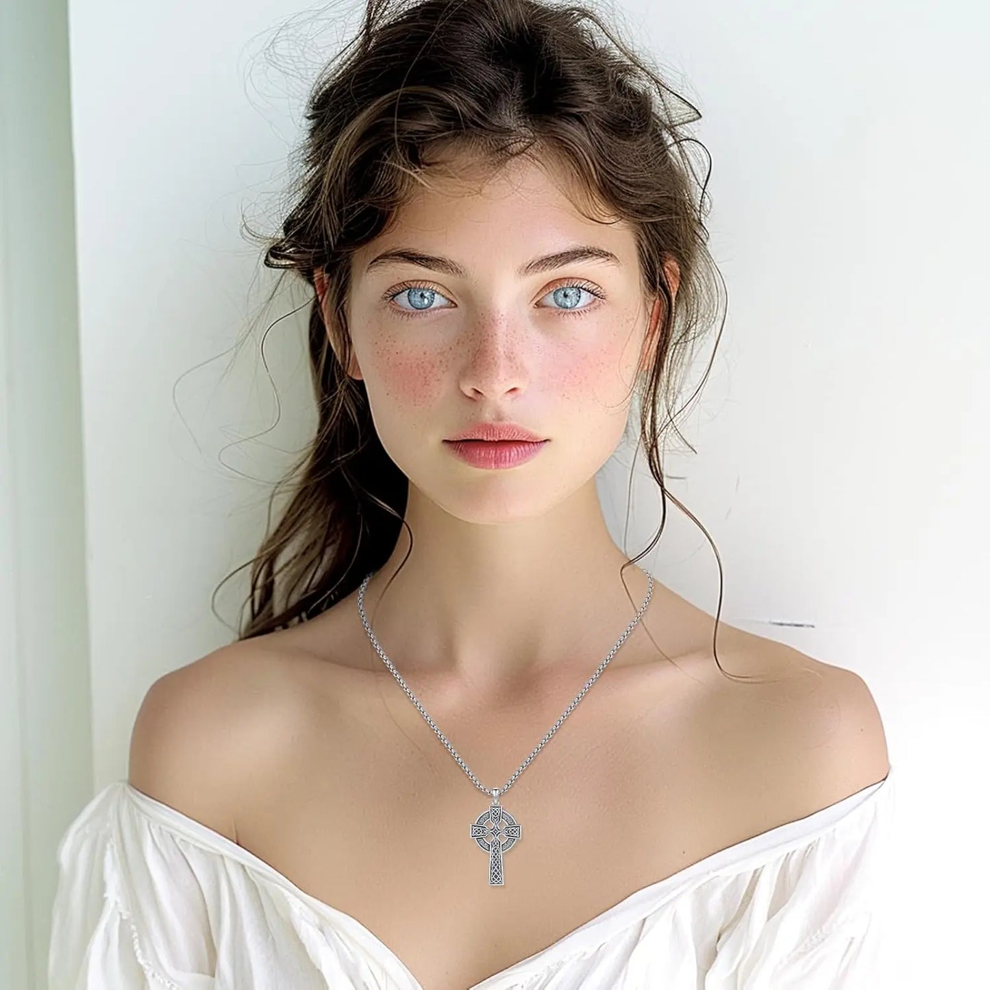 DRINSPER CelticInspired CrossPendant Unisex 925 SterlingSilver Eternal Pendant For Jewelry