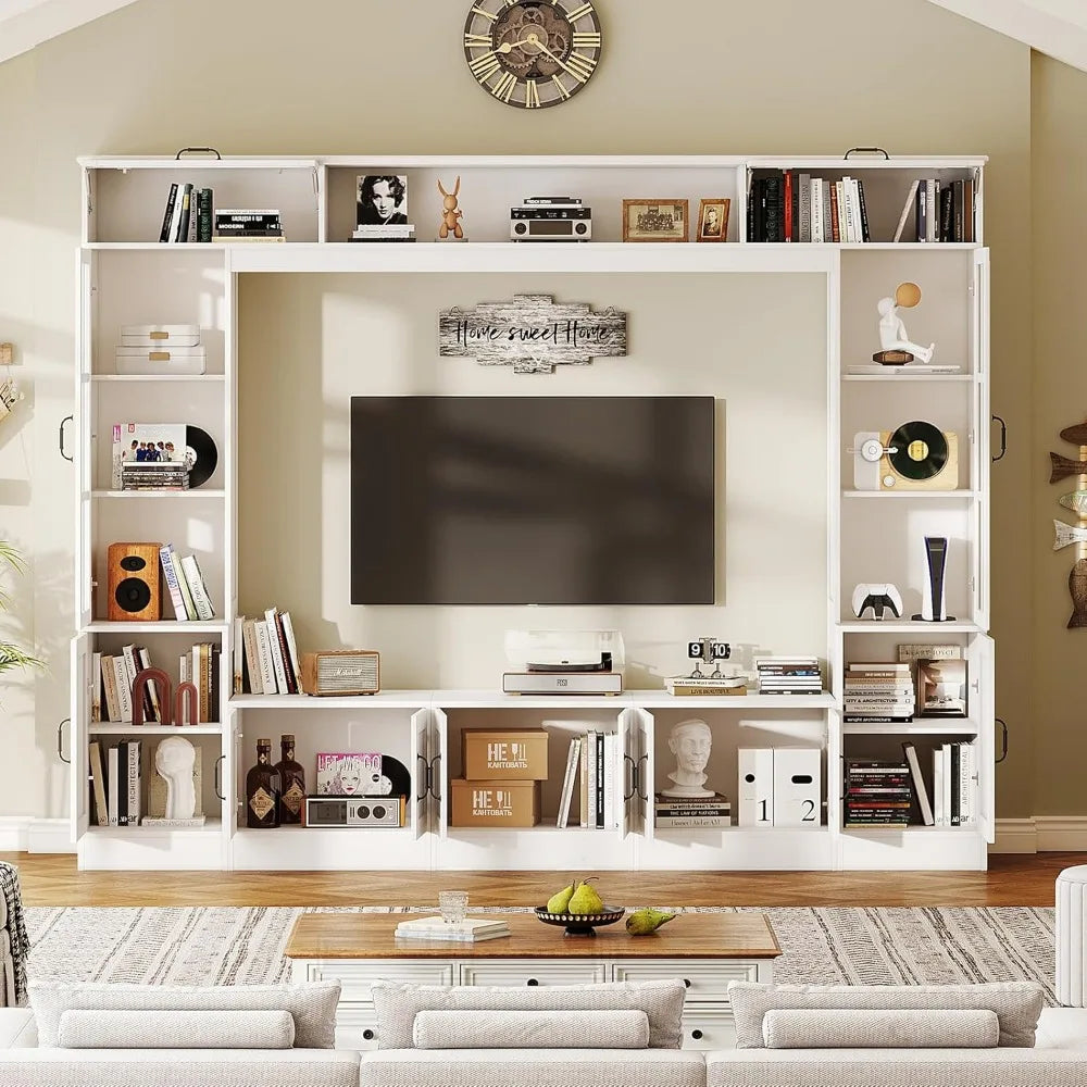 Modern TV Console With LED Lights And Hidden Storage