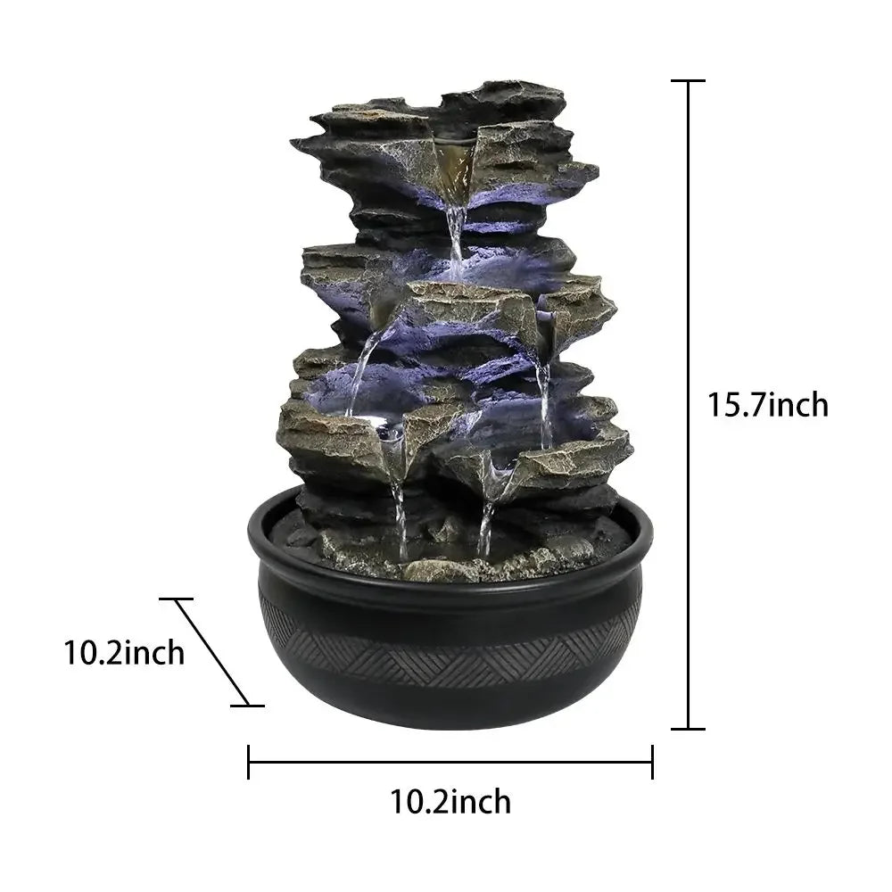 Hignconcerned Rock Cascading Tabletop Fountain LED Light