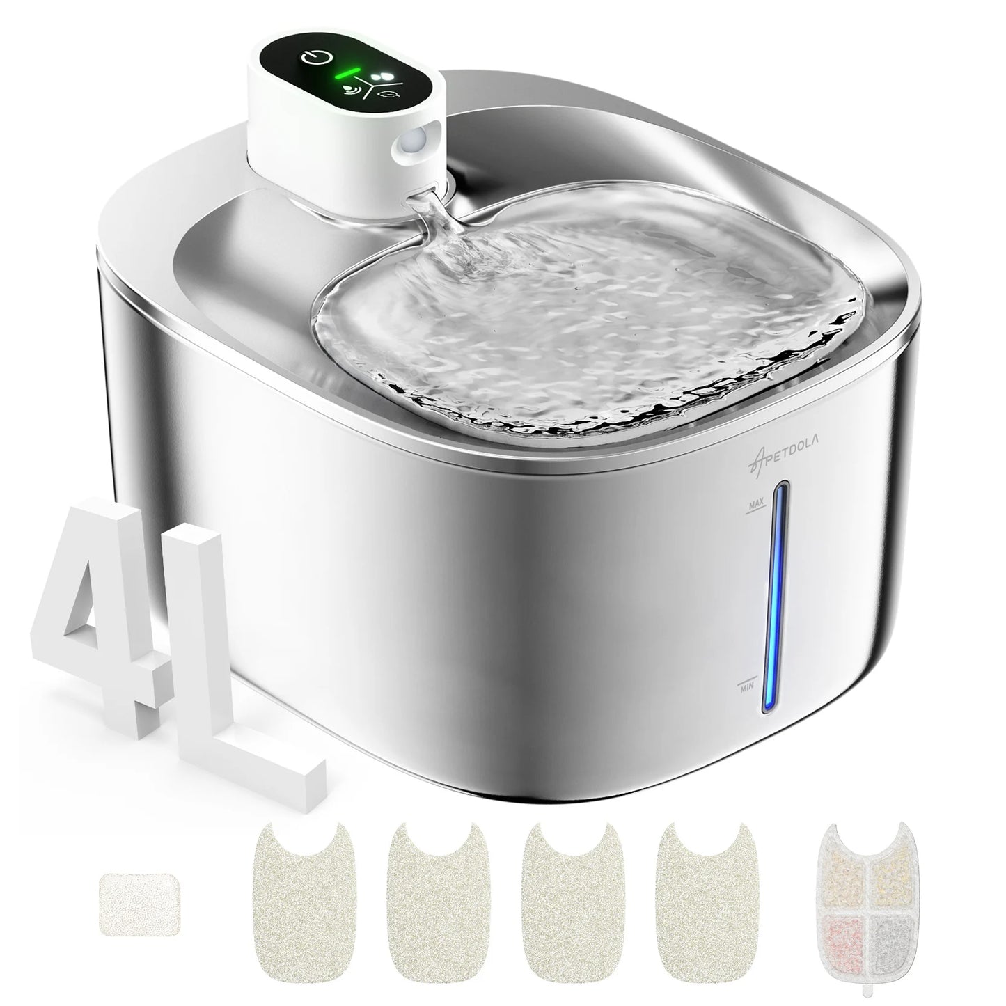 APD Stainless Steel Wireless Cat Water Fountain 135oz 4L