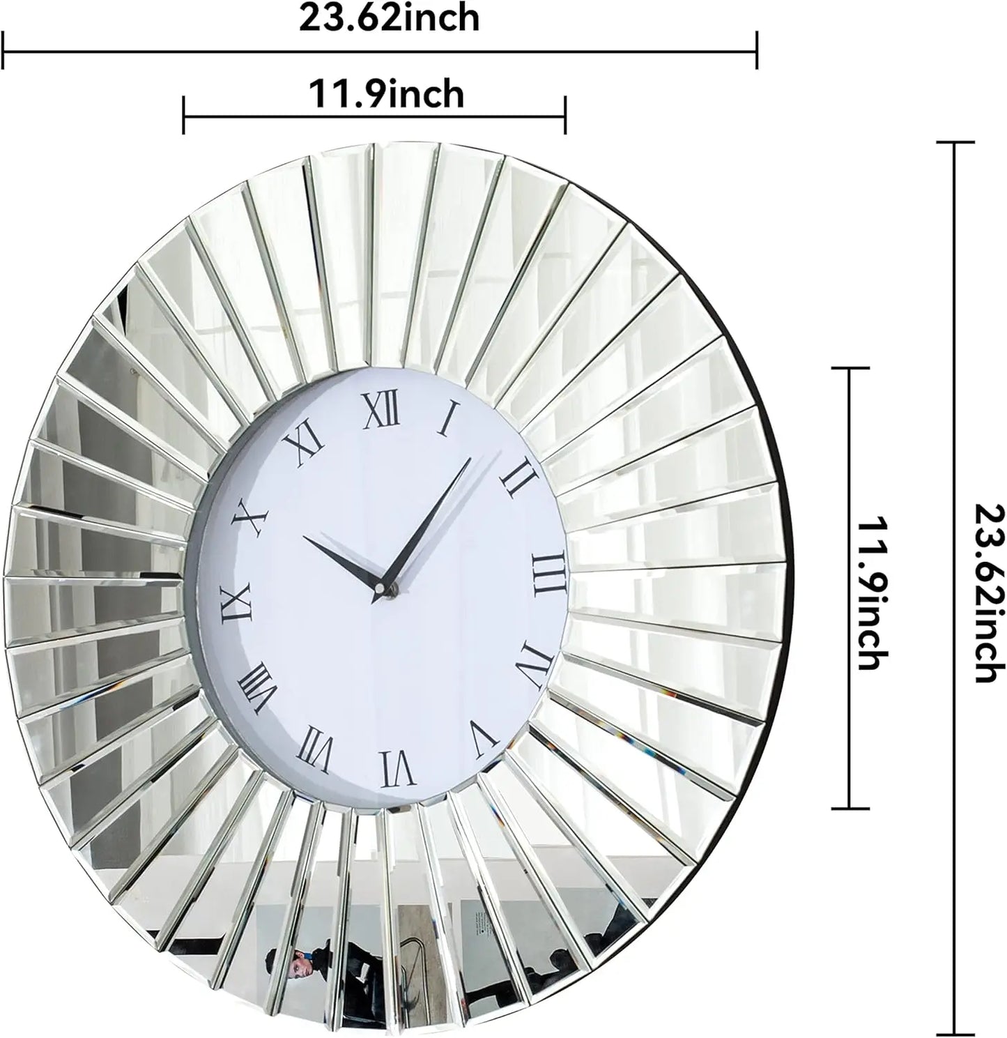 Shyfoy Mirrored Wall Clock For Living Room Luxury Decor