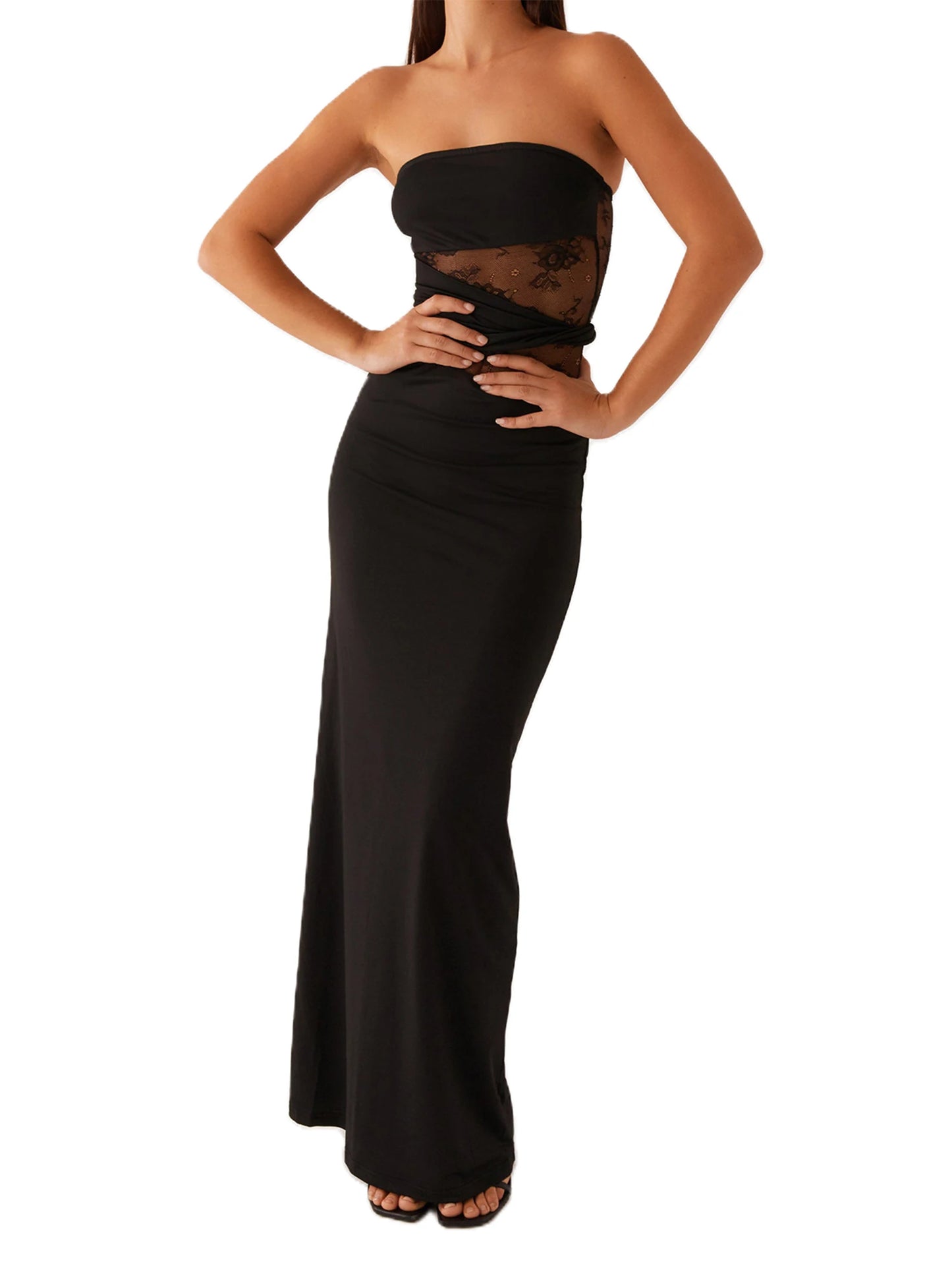 Floral Off Shoulder Maxi Dress With Ruffle Hem Straps