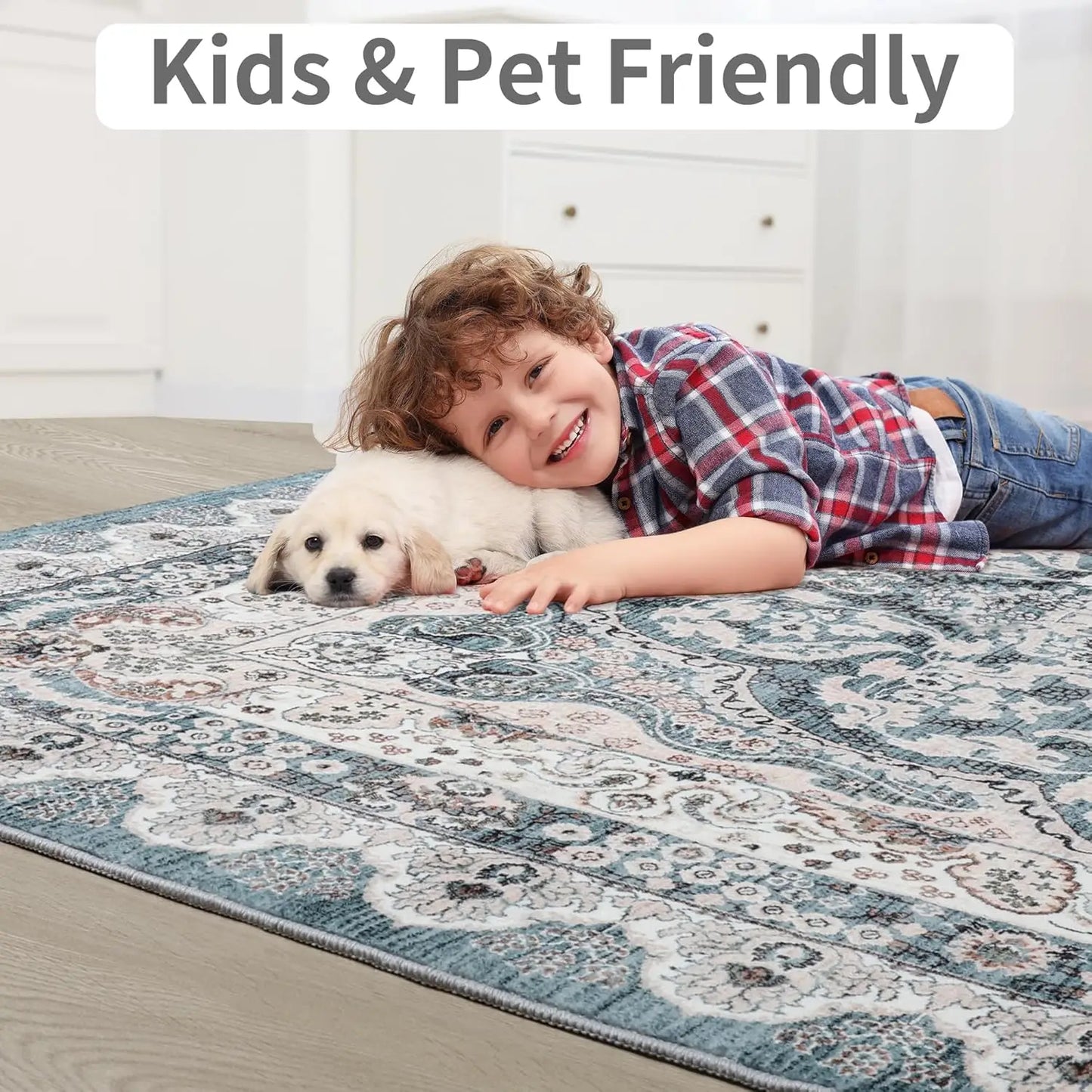 Noahas Living Room Area Rug Non Slip Machine Washable