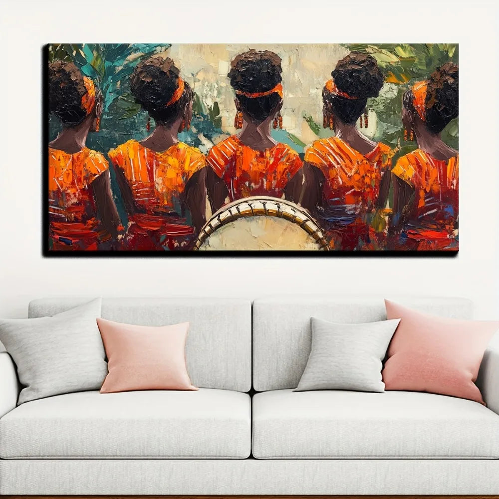 Hign-Concerned African American Culture Dancing Women Art