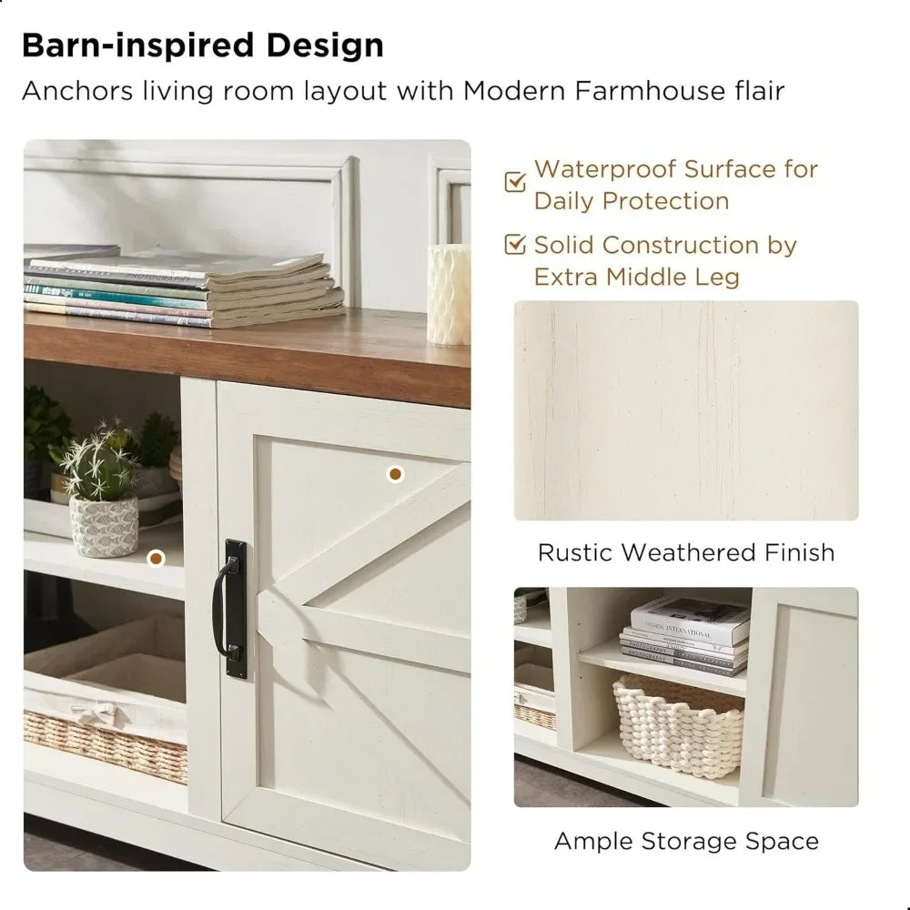 Guangbai Farmhouse TV Stand With Storage Cabinets
