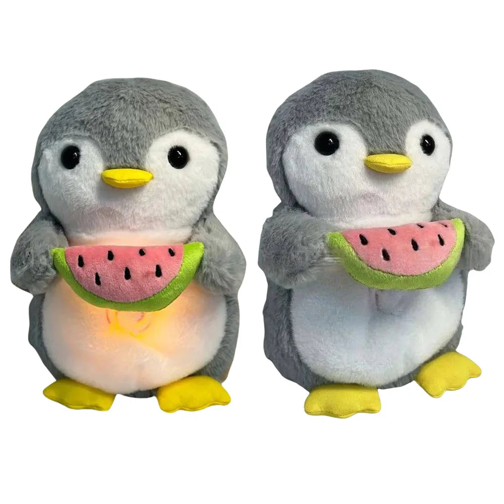 Cute Penguin Stuffed Animal Baby Sound Machine with Music Lights Rhythmic Breathing Motion Comfort Doll Xmas Gifts for Newborns