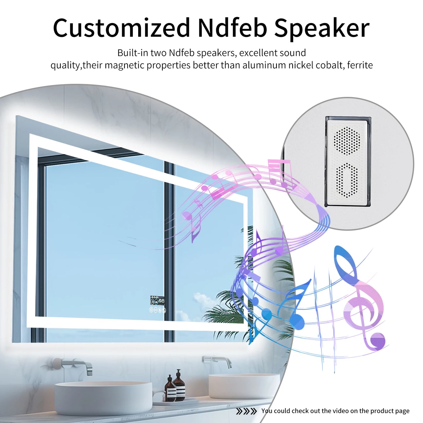 Wisfor LED Bathroom Mirror Dual Lights AntiFog Bluetooth