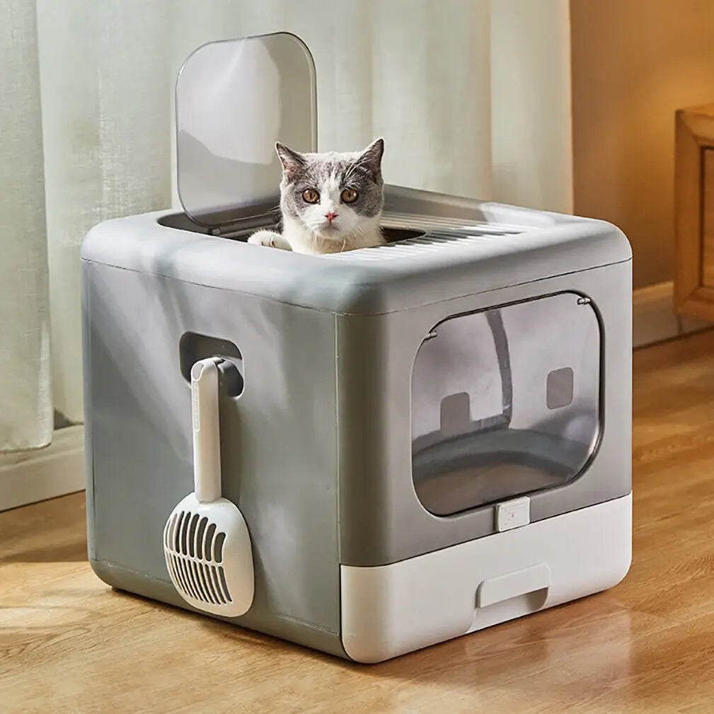 Cat Litter Box with Scoop and Tray by Feature Pet Supplies