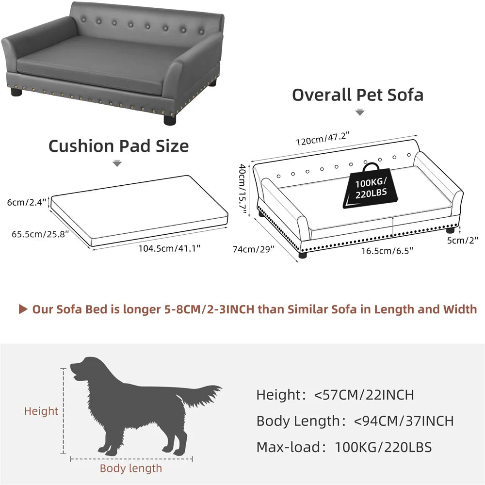 BORWARTC Heavy Duty Pet Sofa Cushioned Dog Bed Lounge