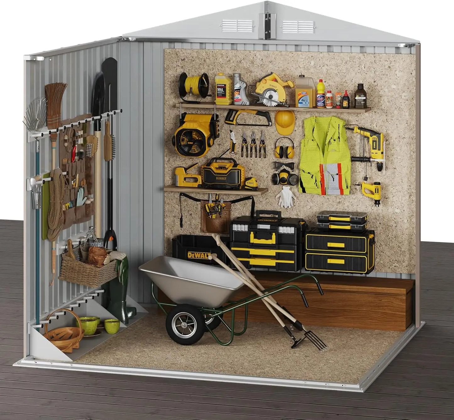 XMSJ Outdoor Metal Shed With Lockable Doors