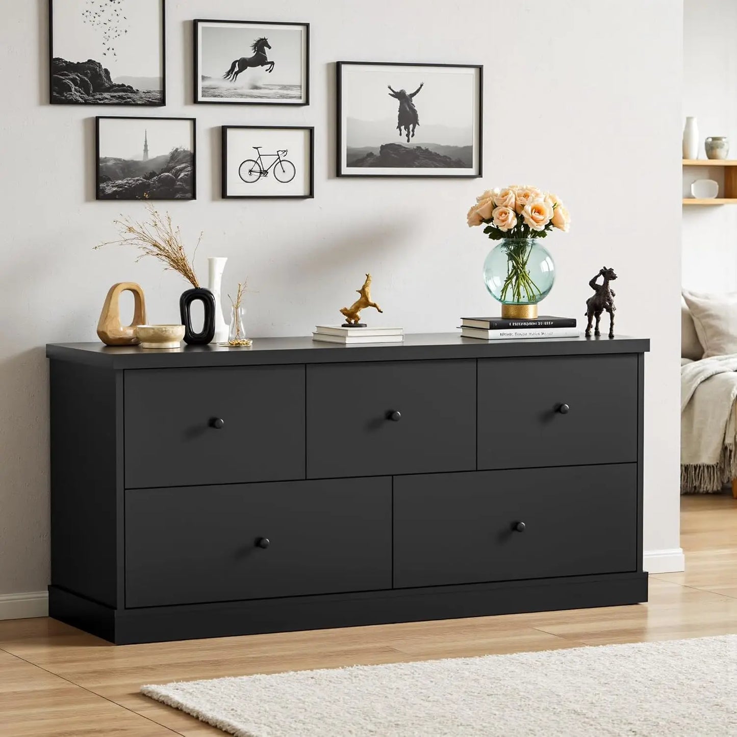 XMSJ Dresser For Bedroom With Five Drawers TV Stand
