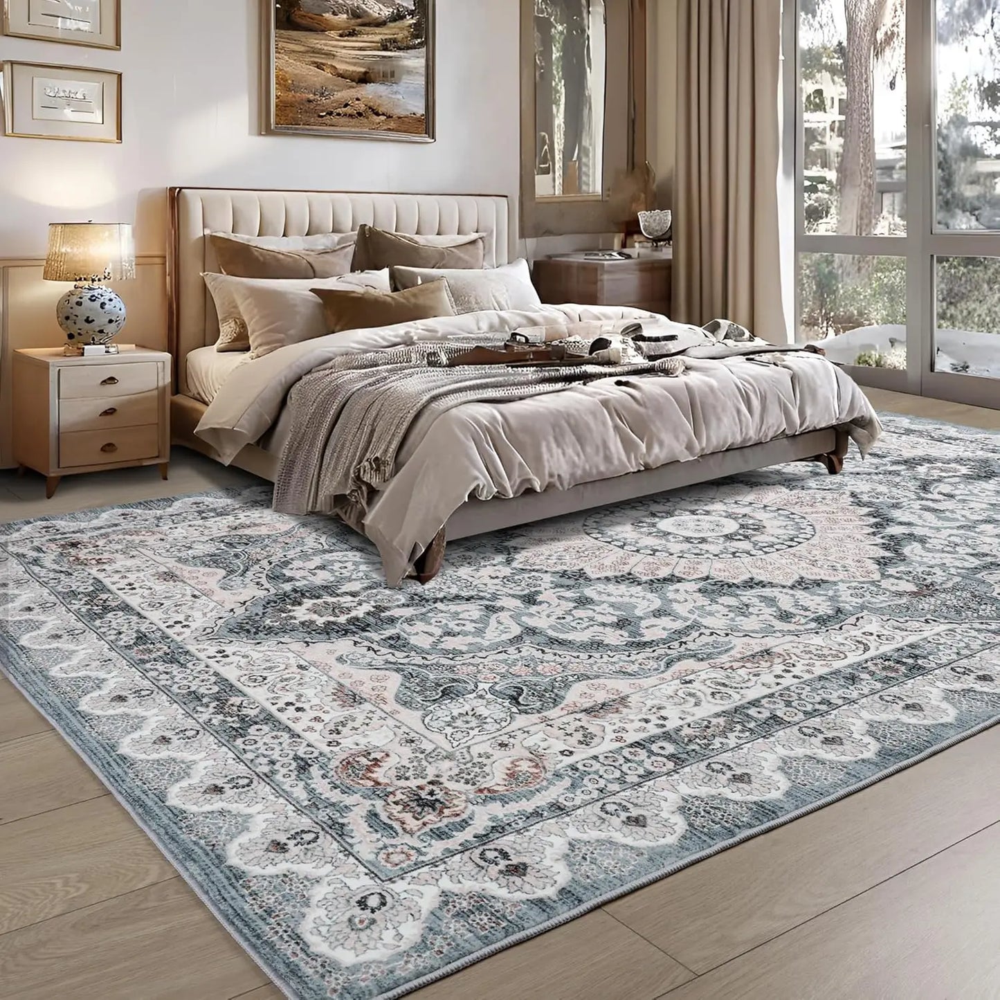 Noahas Living Room Area Rug Non Slip Machine Washable