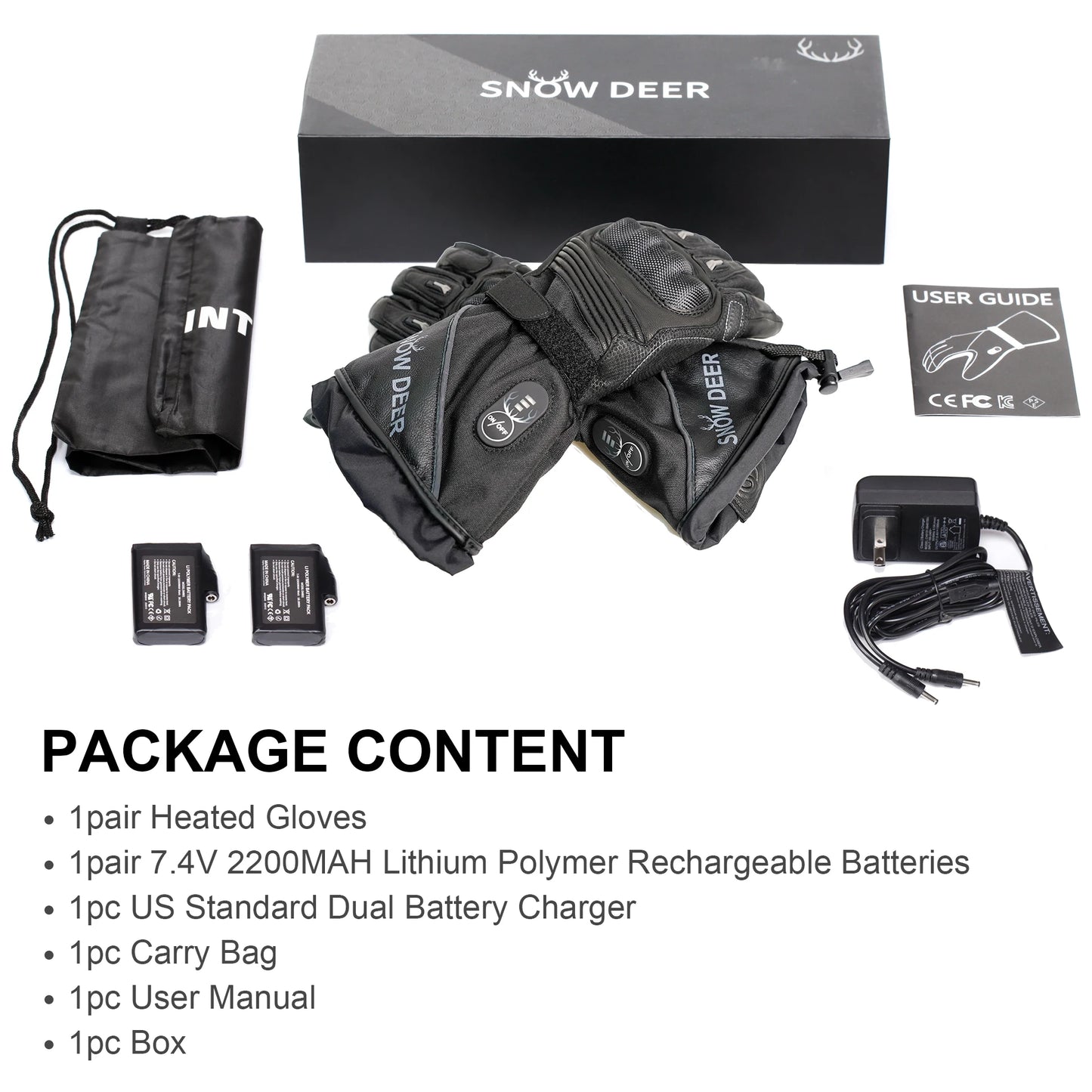 SNOW DEER Waterproof Motorcycle Gloves for Men Heated Motorbike Glove Leather Genuine with Rechargeable Battery Snow Biker Glove