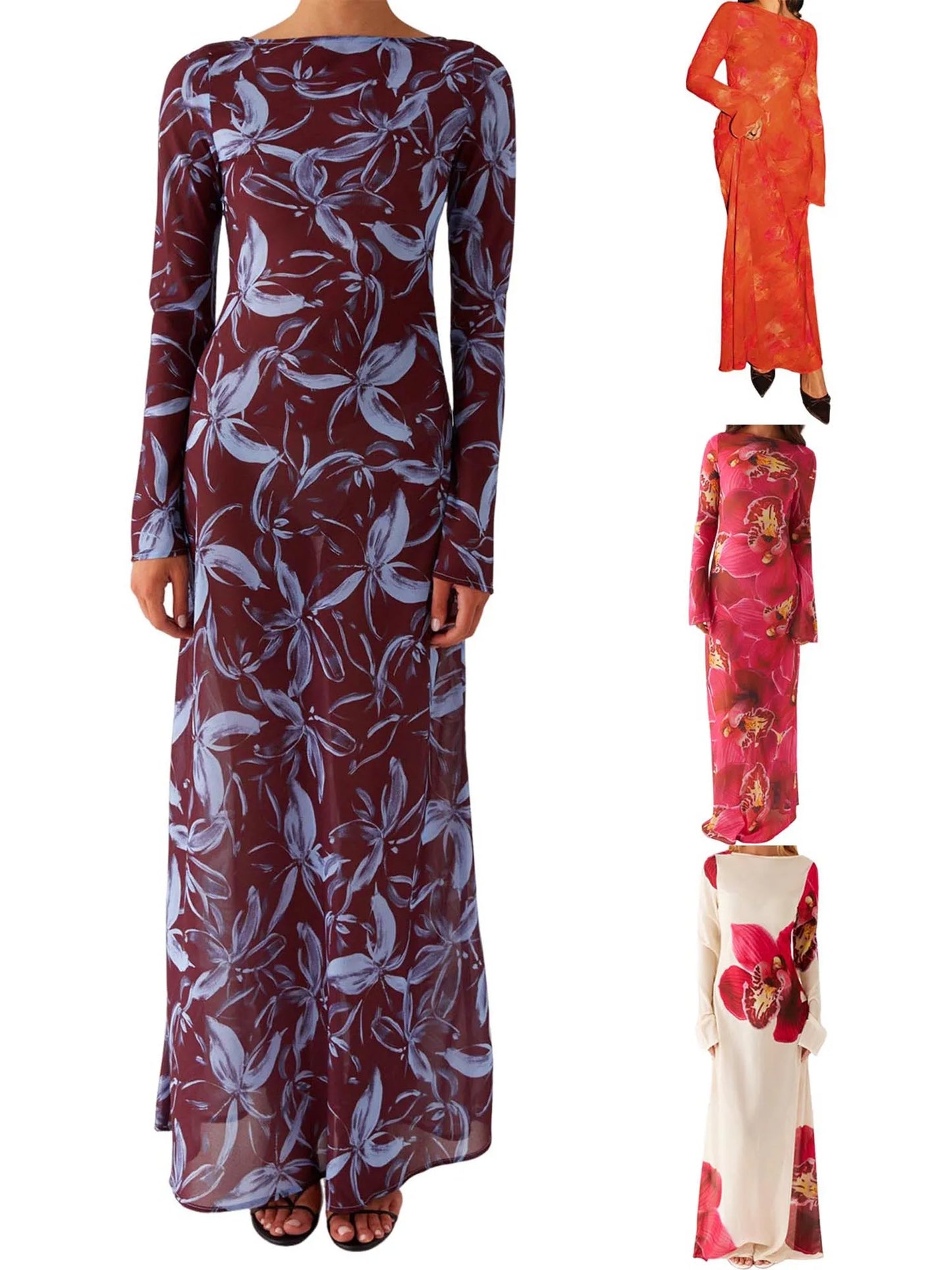 Cheervilla Boho Velvet Maxi Dress Off Shoulder Floral Print