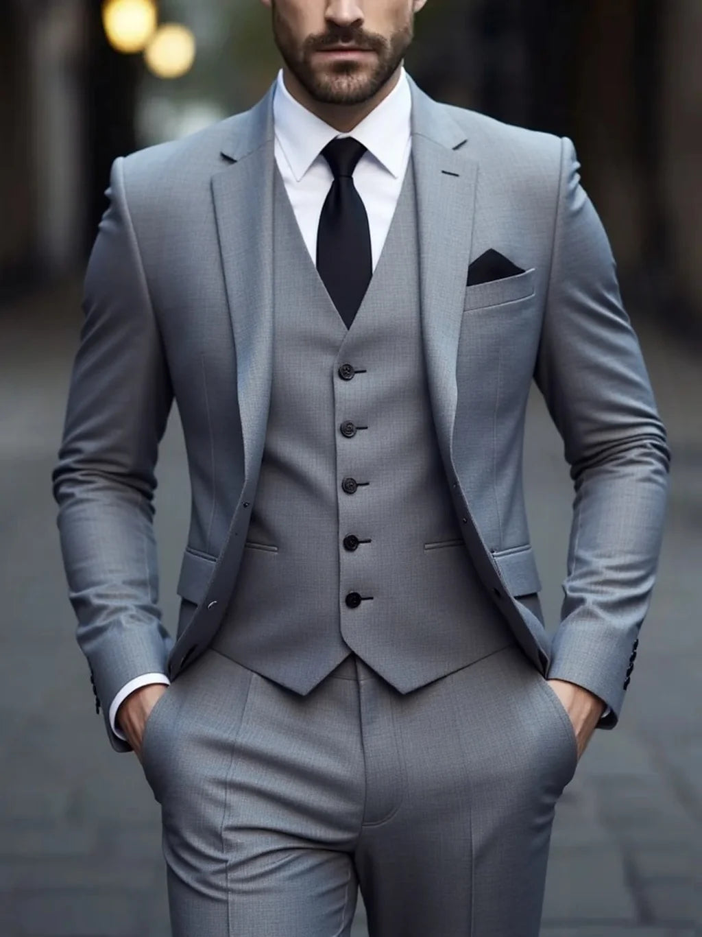 SongwejiECN Men Slim Fit ThreePiece Suit Anti Wrinkle