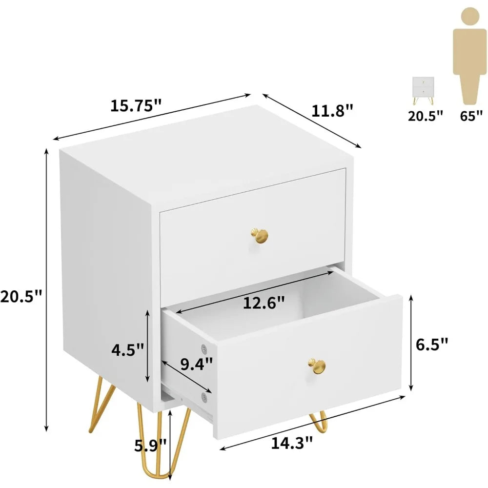 Angduo Nightstand Set Of 2 Bedside Tables With Drawers