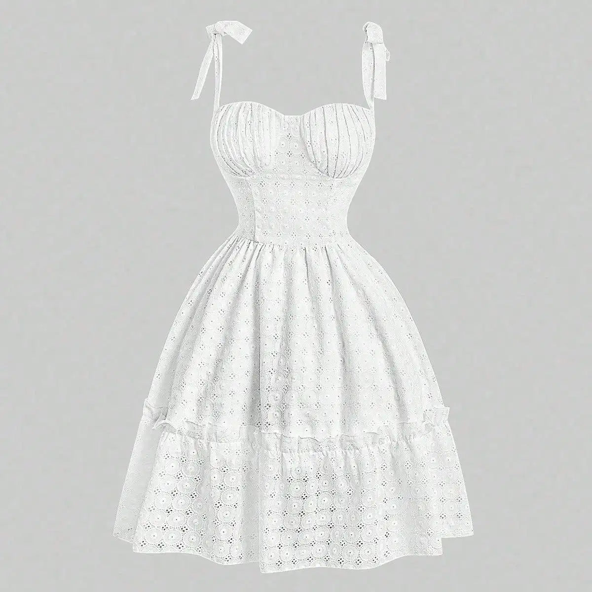 Lace Sleeveless Mini Dress With Square Neck Back Tie
