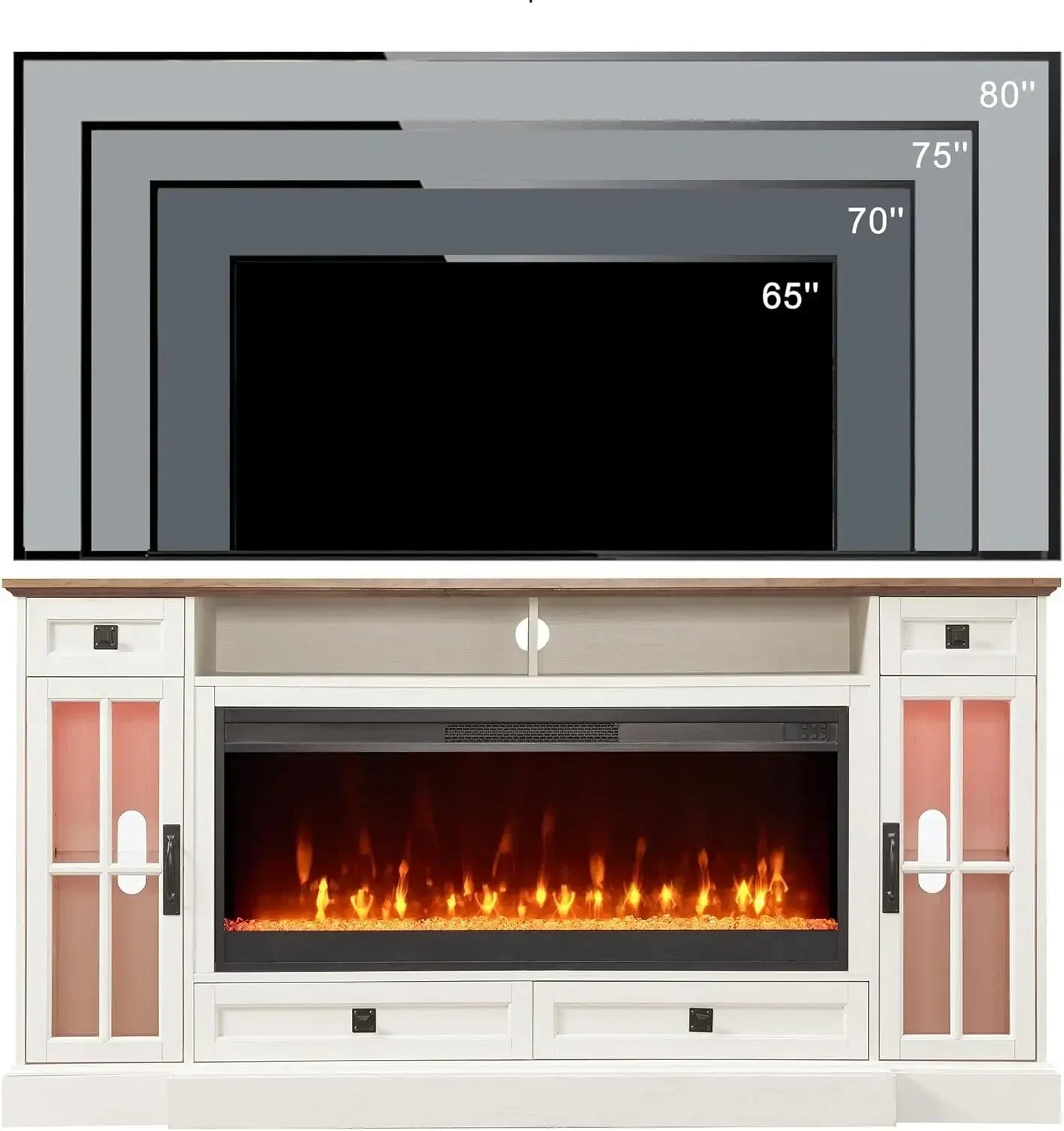 XMSJ Fireplace TV Stand With LED Firebox And Storage