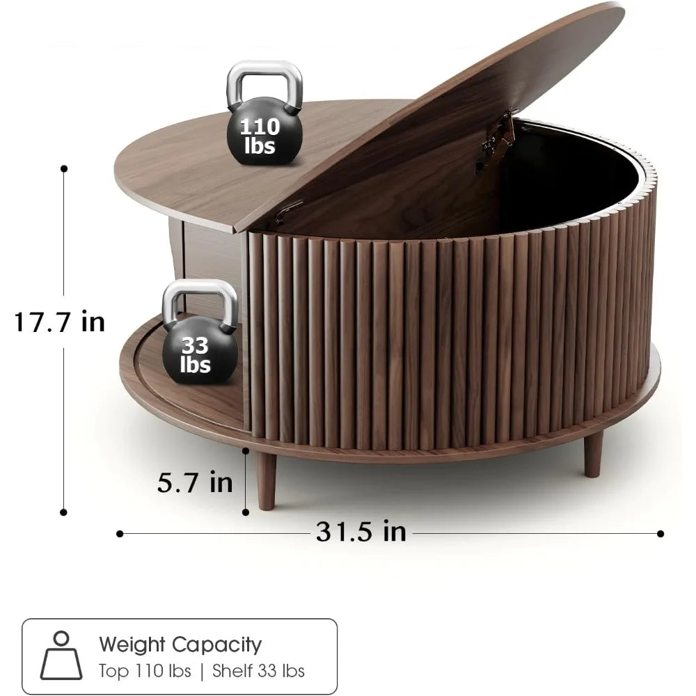 Round Coffee Table with Storage by Brand Name for Living Room