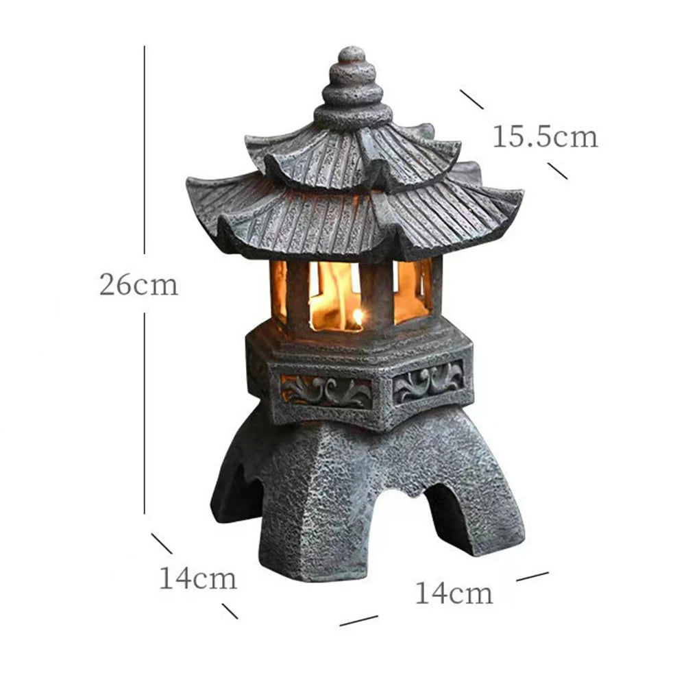 Shunmaii Solar LED Stone Pagoda Lantern Outdoor Light