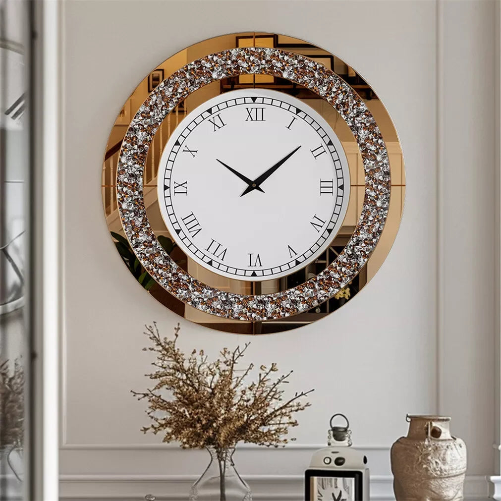 LUVODI Diamond Crystal Wall Clock Modern Living Room