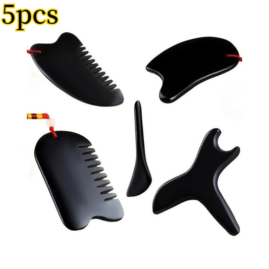 5pcs Natural Bian Stone Gua Sha Scraper Tool, Natural Scraping Massage Set, Full Body and Facial Gua Sha Tools for Daily Skincare, Trigger Point Massage Tool for Deep Relaxation And