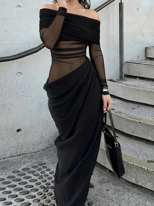 Cheervilla Elegant Off Shoulder Maxi Dress Mermaid Hem