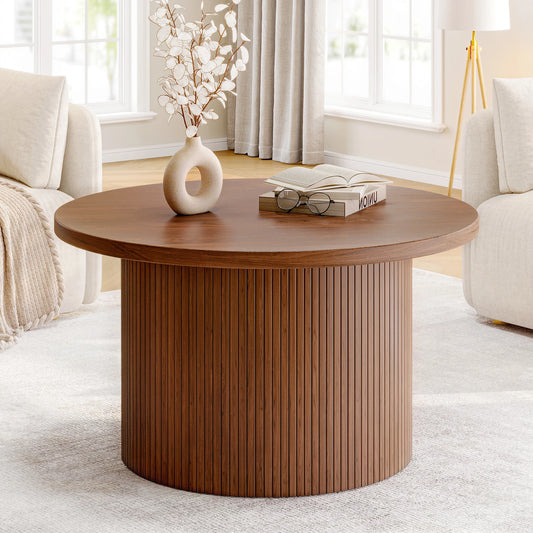 Onbrill Round Drum Coffee Table Mid Century Modern