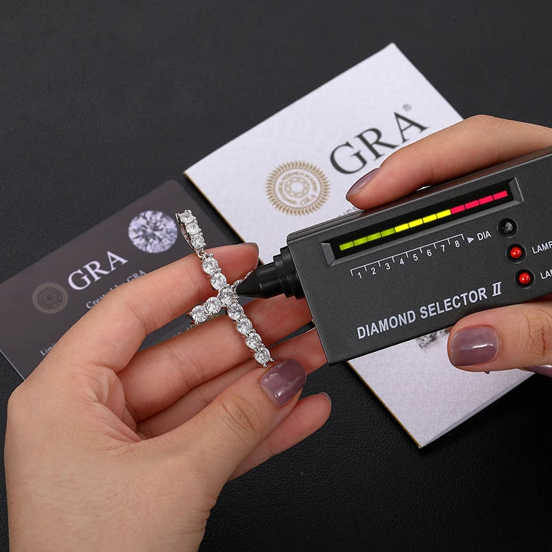 ICEOUTBOX Moissanite Hip Hop Cross Pendant 925 Silver