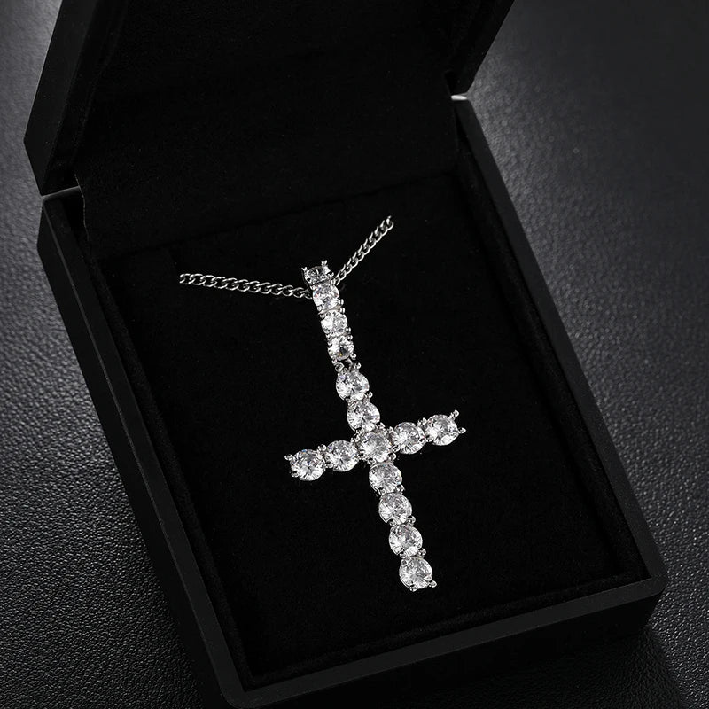 ICEOUTBOX Moissanite Hip Hop Cross Pendant 925 Silver