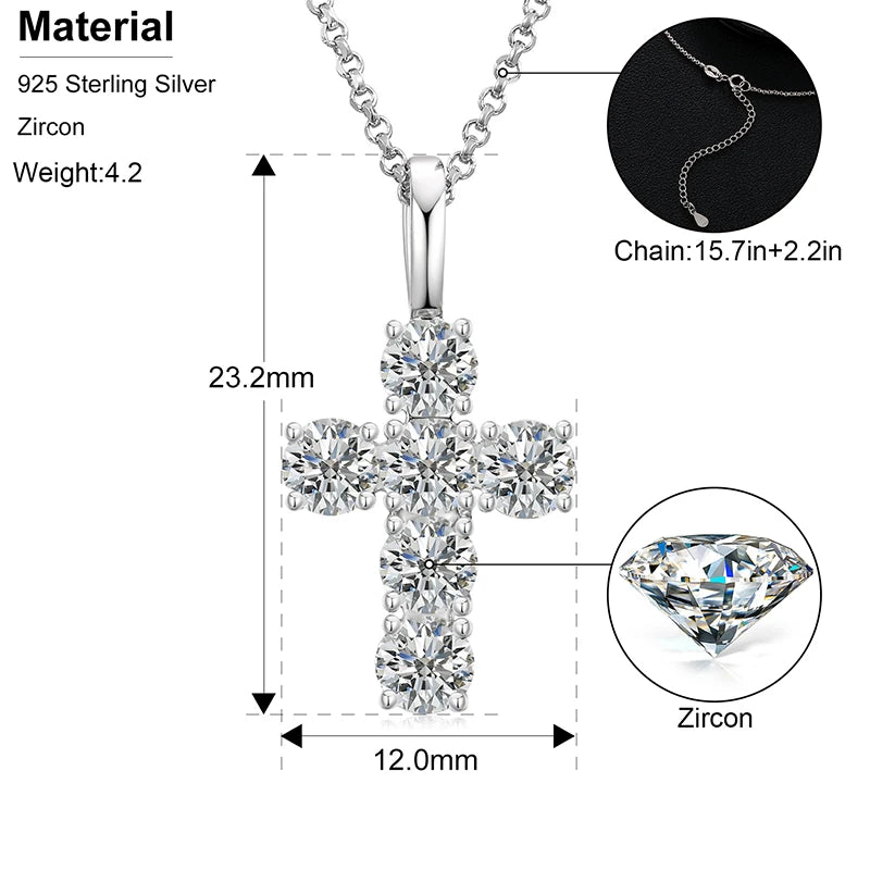 ICEOUTBOX Moissanite Hip Hop Cross Pendant 925 Silver