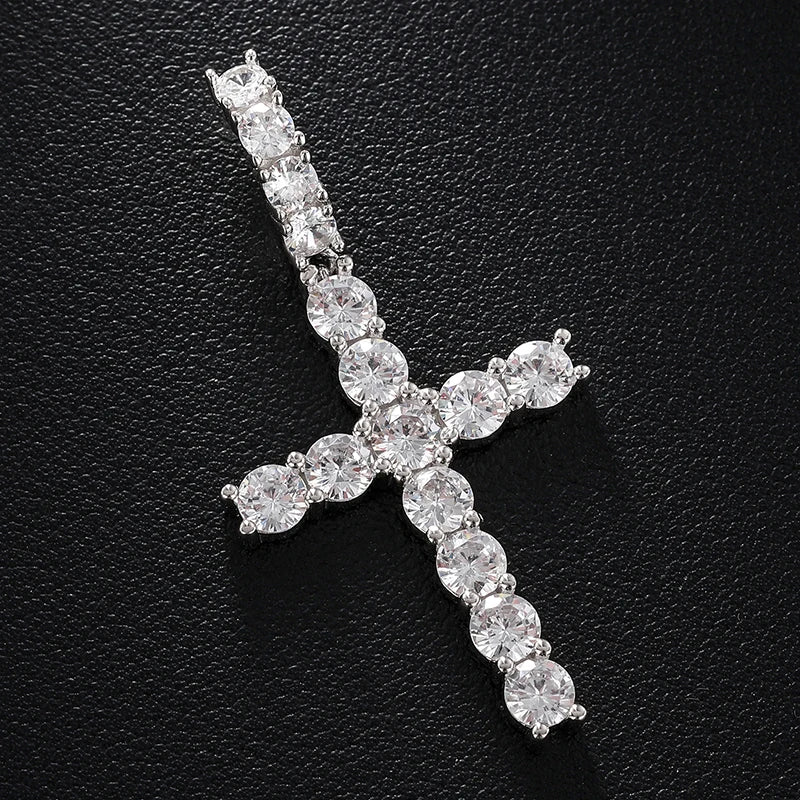 ICEOUTBOX Moissanite Hip Hop Cross Pendant 925 Silver
