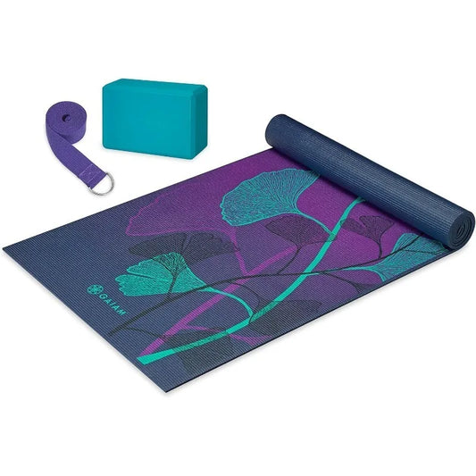 Gaiam Beginner Yoga Starter Kit with Mat, Block, Strap