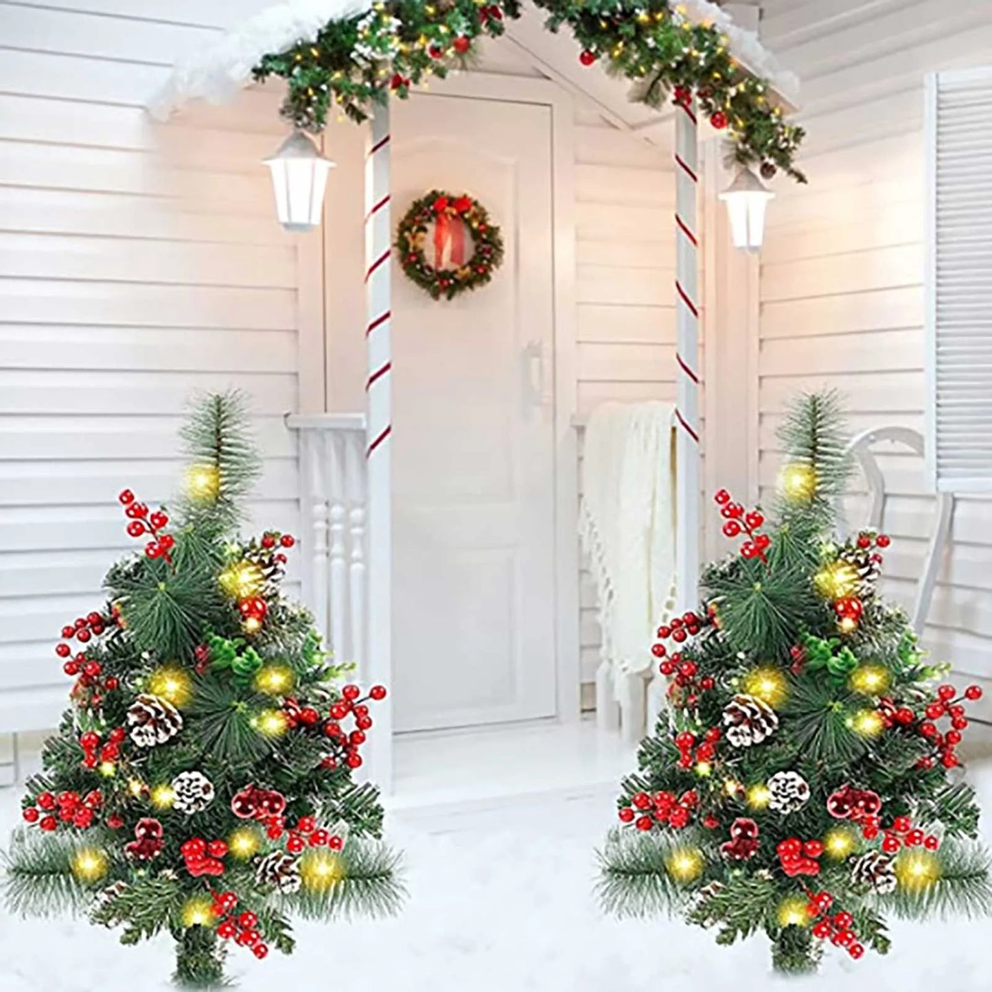 Lighted Premium XmasTrees WithLights OutdoorDecor ForPorchYard ChristmasDecor PorchGifting