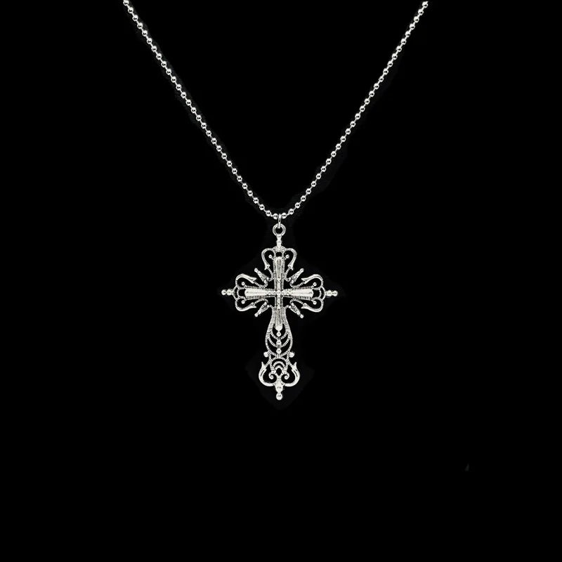 Faitolagi Gothic Zircon Cross Necklace Unisex Pendant Jewelry