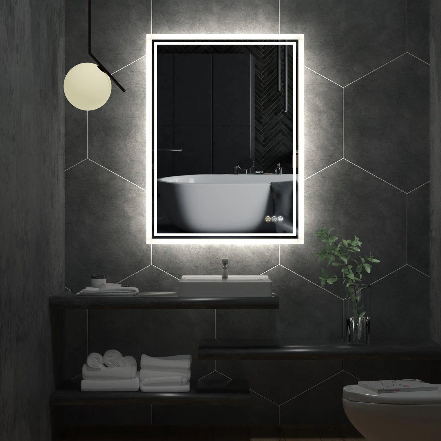 Wisfor LED Backlit Bathroom Mirror With Anti Fog Lights