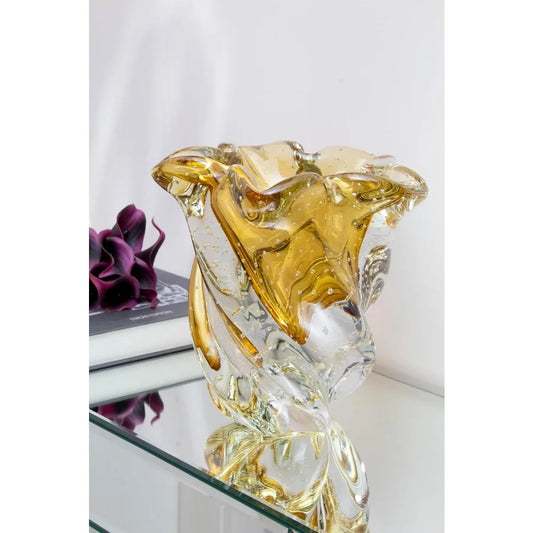 Murano Style Bergamo Hand Blown Glass Vase Luxurious Decor