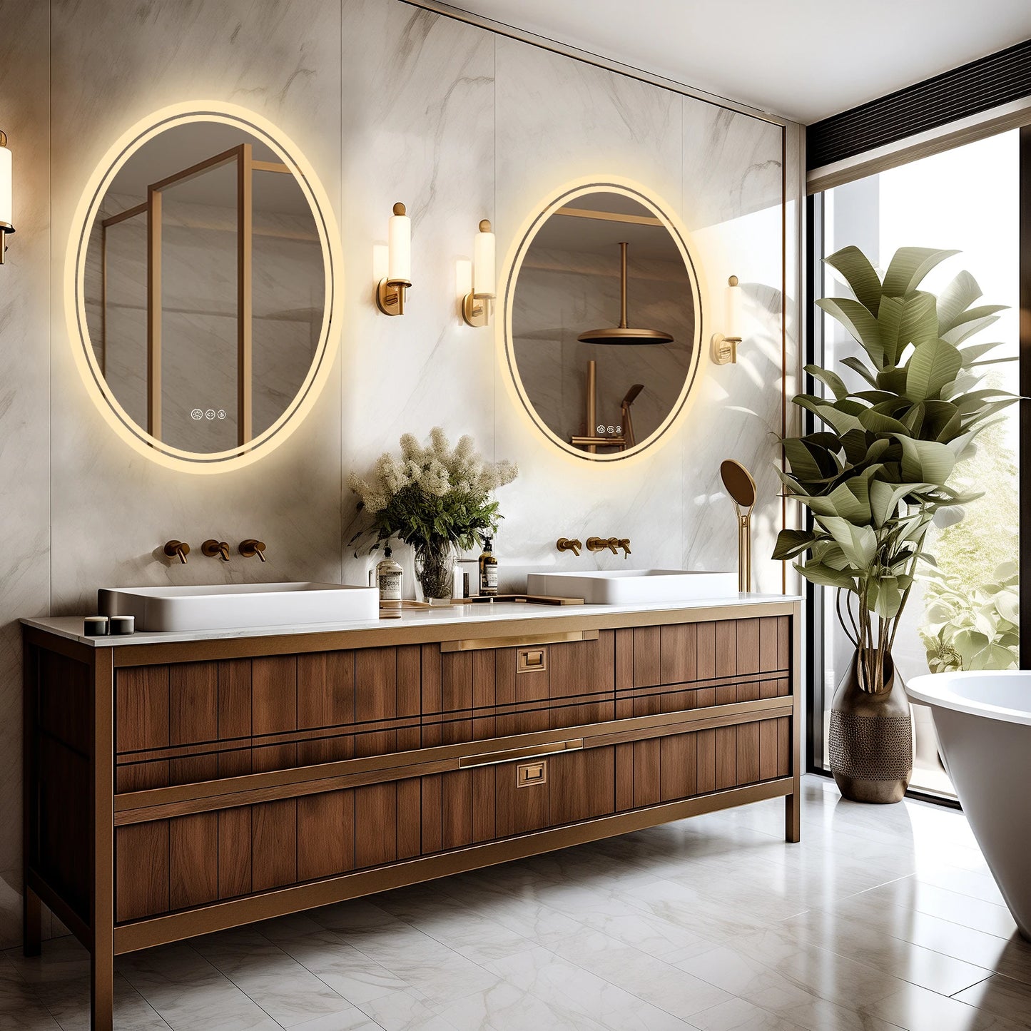 Wisfor LED Backlit Oval Vanity Mirror With Anti Fog Lights