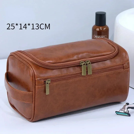 Leather Toiletry Bag for Men Women Dopp Kit Mens Hanging Toiletry Bag Travel Toiletry Bag for Traveling Large Cosmetic Bag for T