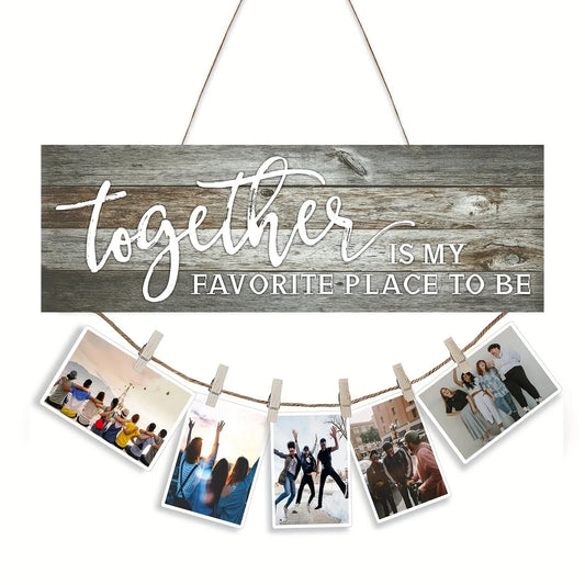 Wood Hanging Photo Holder Housewarming Gift Frame Decor