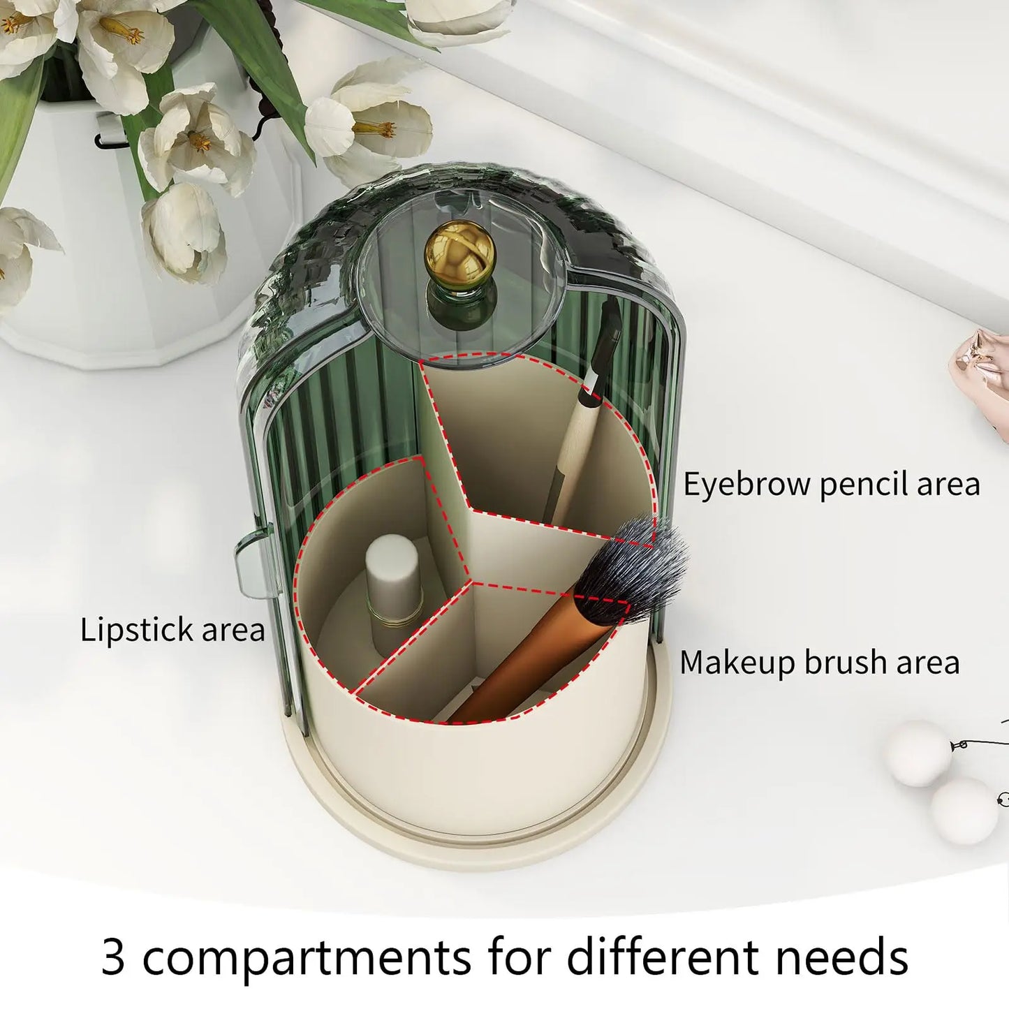 Hign-concerned Rotating Makeup Brush Holder With Lid