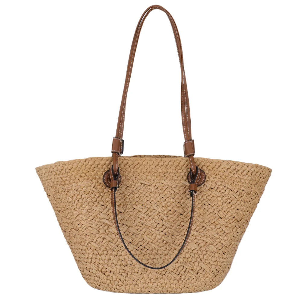 Womens Woven Tote Bag Large Capacity Fashion Shoulder Bag