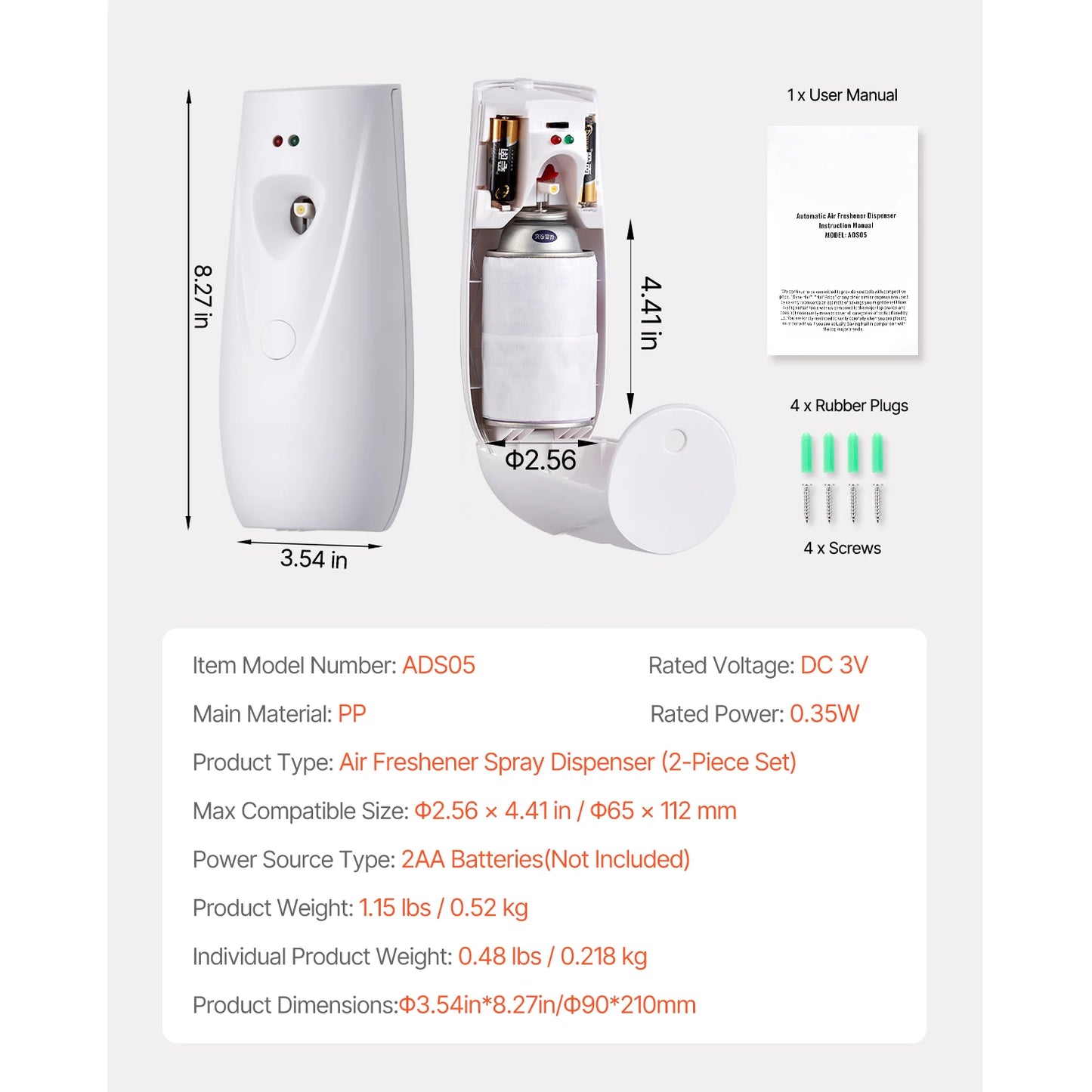 VEVOR Automatic Air Freshener Dispenser Two Pack For Home