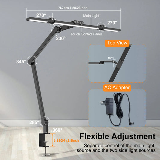 Aiopp Three Head Desk Lamp With Memory Five Color Temps