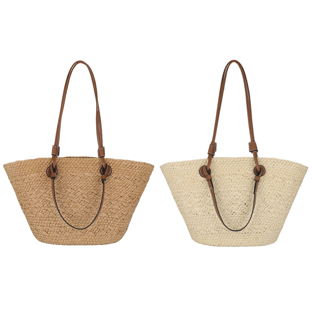 Womens Woven Tote Bag Large Capacity Fashion Shoulder Bag