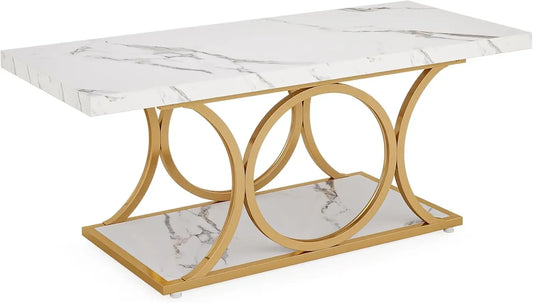 XMSJ Modern Rectangle Coffee Table with Storage Shelf